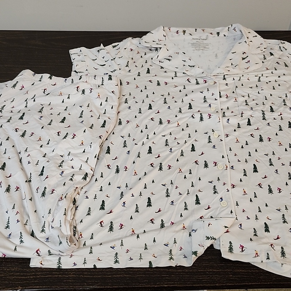 Tommy John Women's Short Sleeve Pajamas W Pants Set 2XL Ski